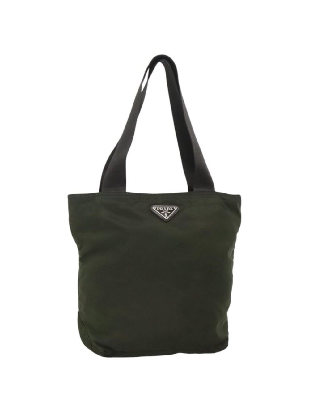 PRADA Tote Bag Nylon Khaki Silver